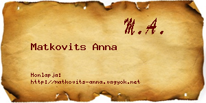 Matkovits Anna névjegykártya