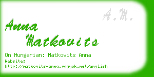 anna matkovits business card